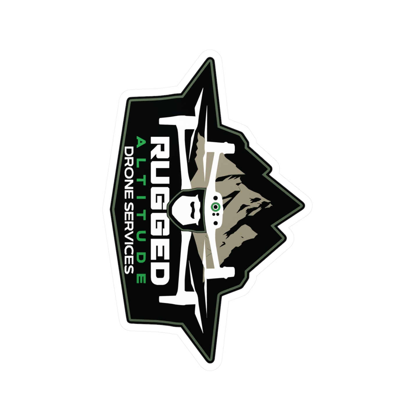 Printify rugged altitude drone service vinyl decals featuring a drone and mountain design