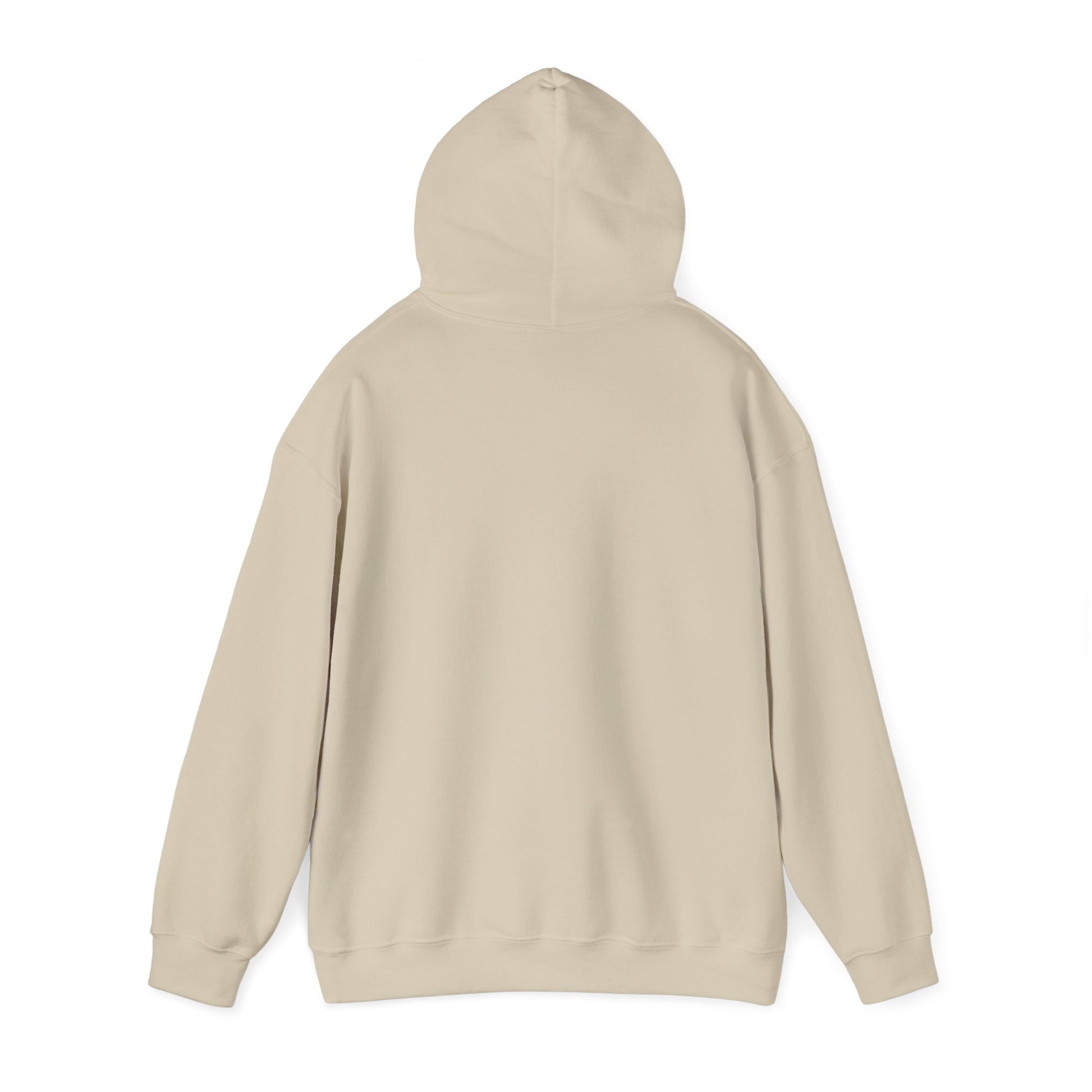Beige plain hoodie showing back view from Printify perfect for a turkey hunting hoodie look
