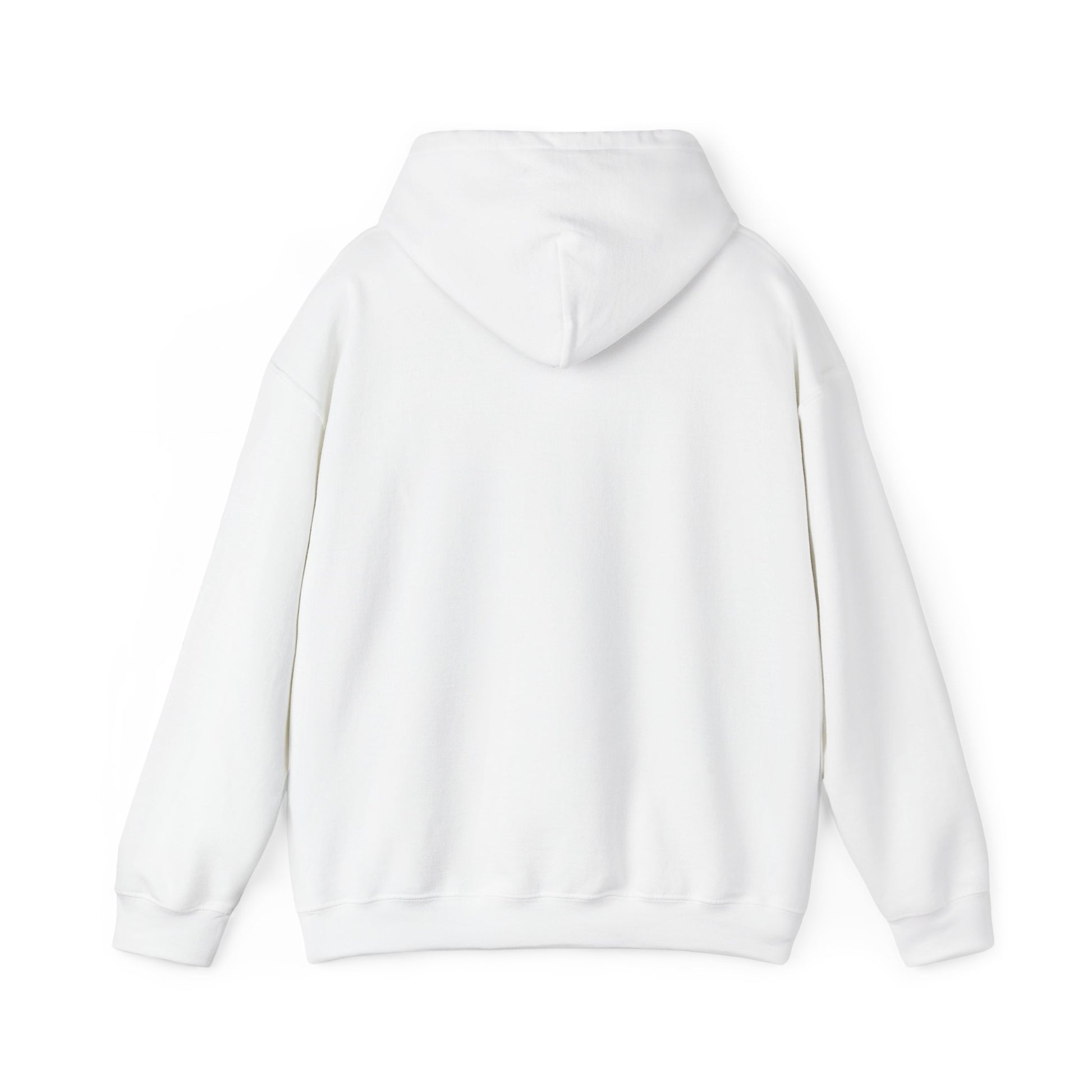 White Printify hoodie shown from the back suitable as a turkey hunting hoodie