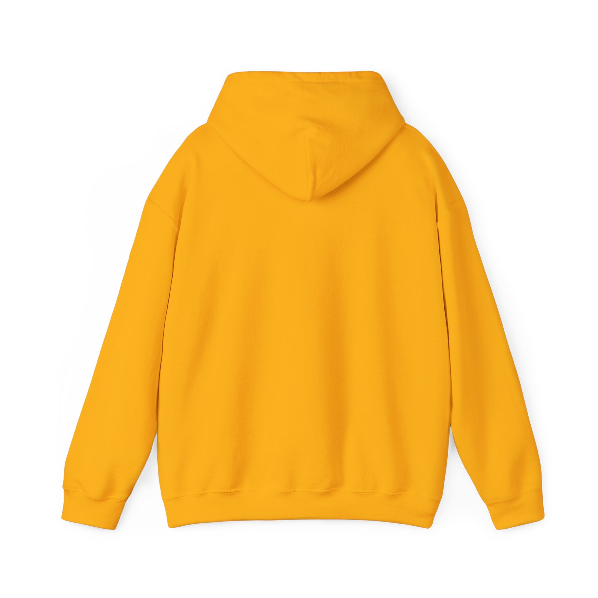 Printify yellow turkey hunting hoodie with hood and long sleeves shown from back